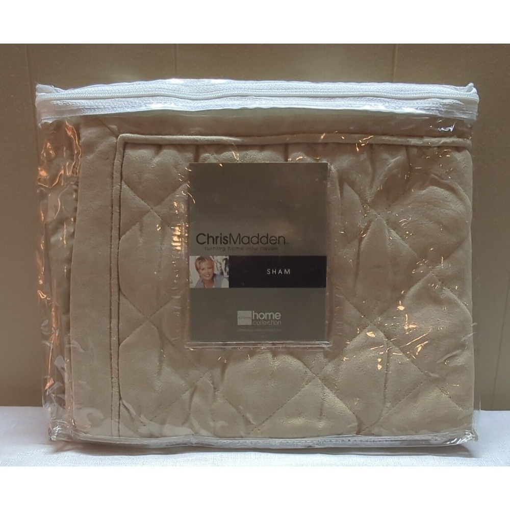 Chris Madden Beige Quilted Richloom Sham NOS 21" × 27" Elegant Bedroom Decor - Picture 1 of 3